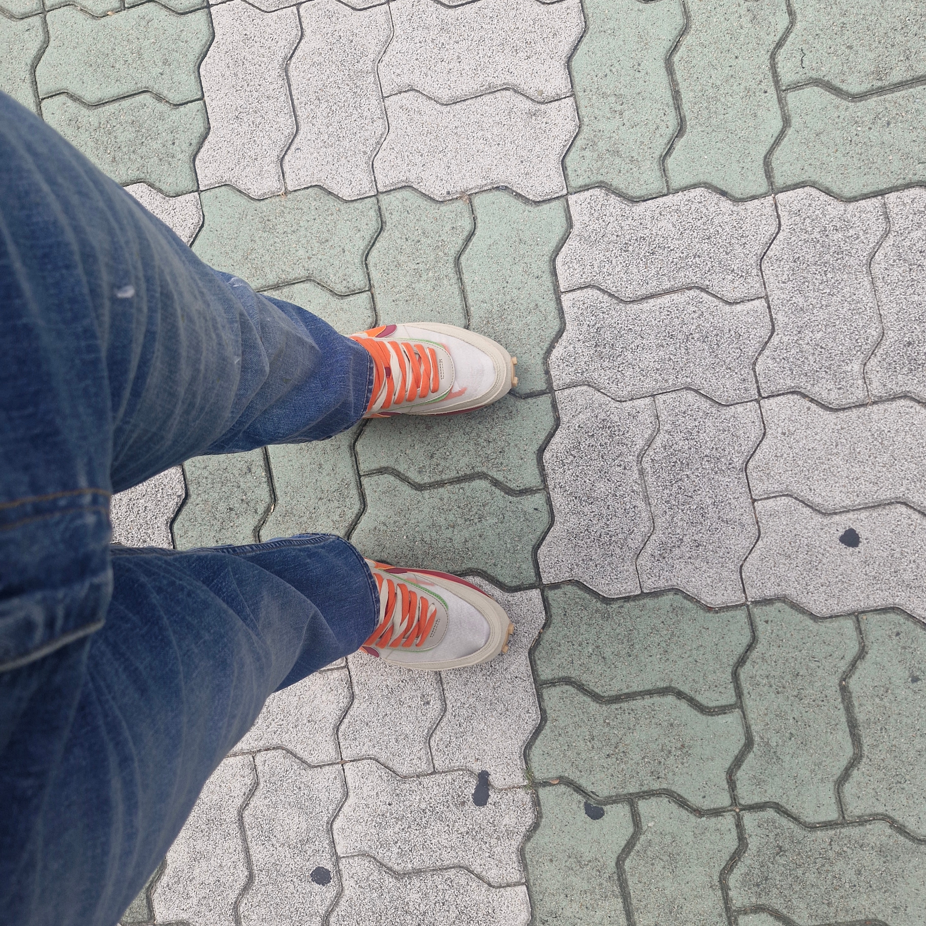 Nike x Sacai x Clot LDWaffle Orange Blaze 착용 스타일
