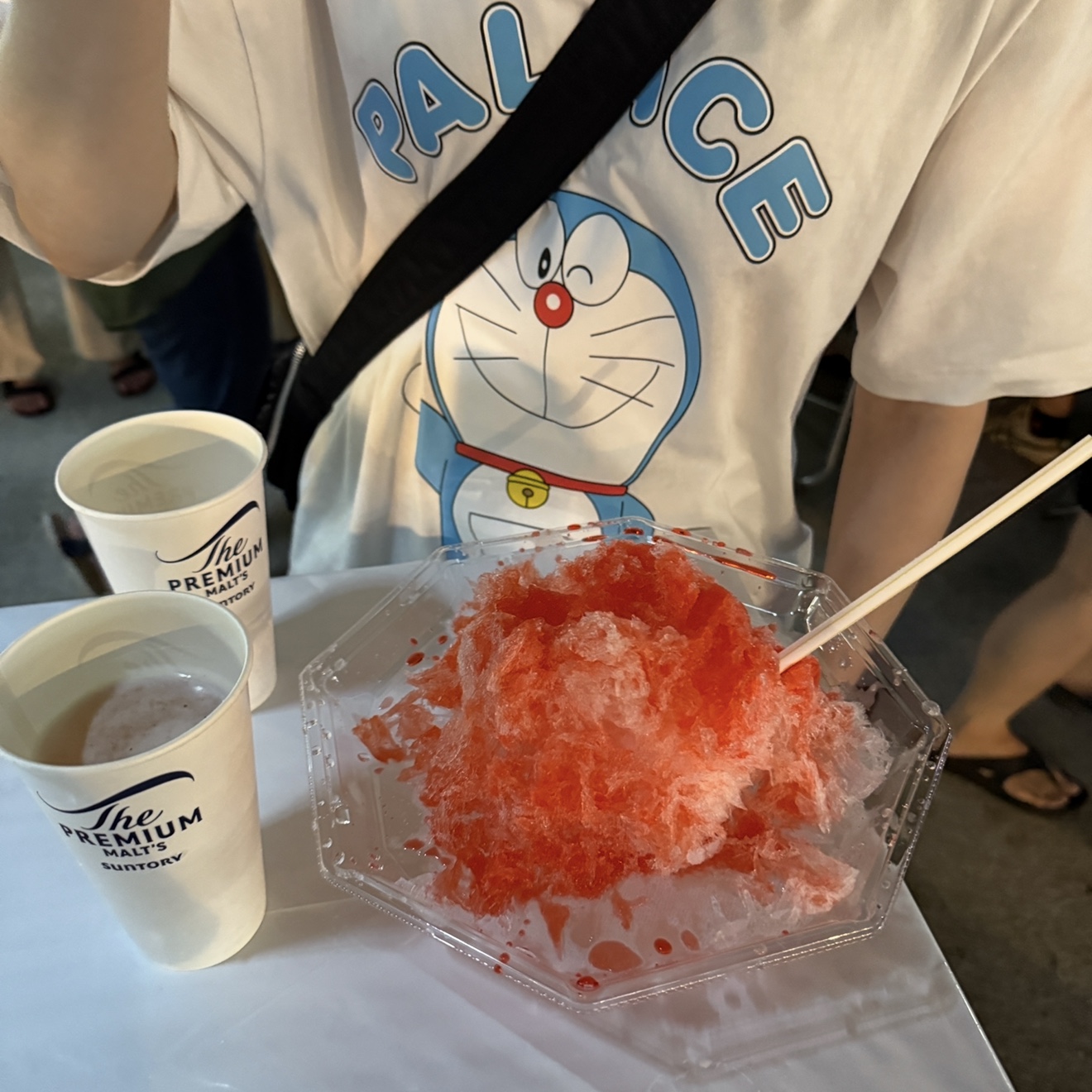 Palace x Doraemon T-Shirt White - 25FW 착용 스타일 - 2