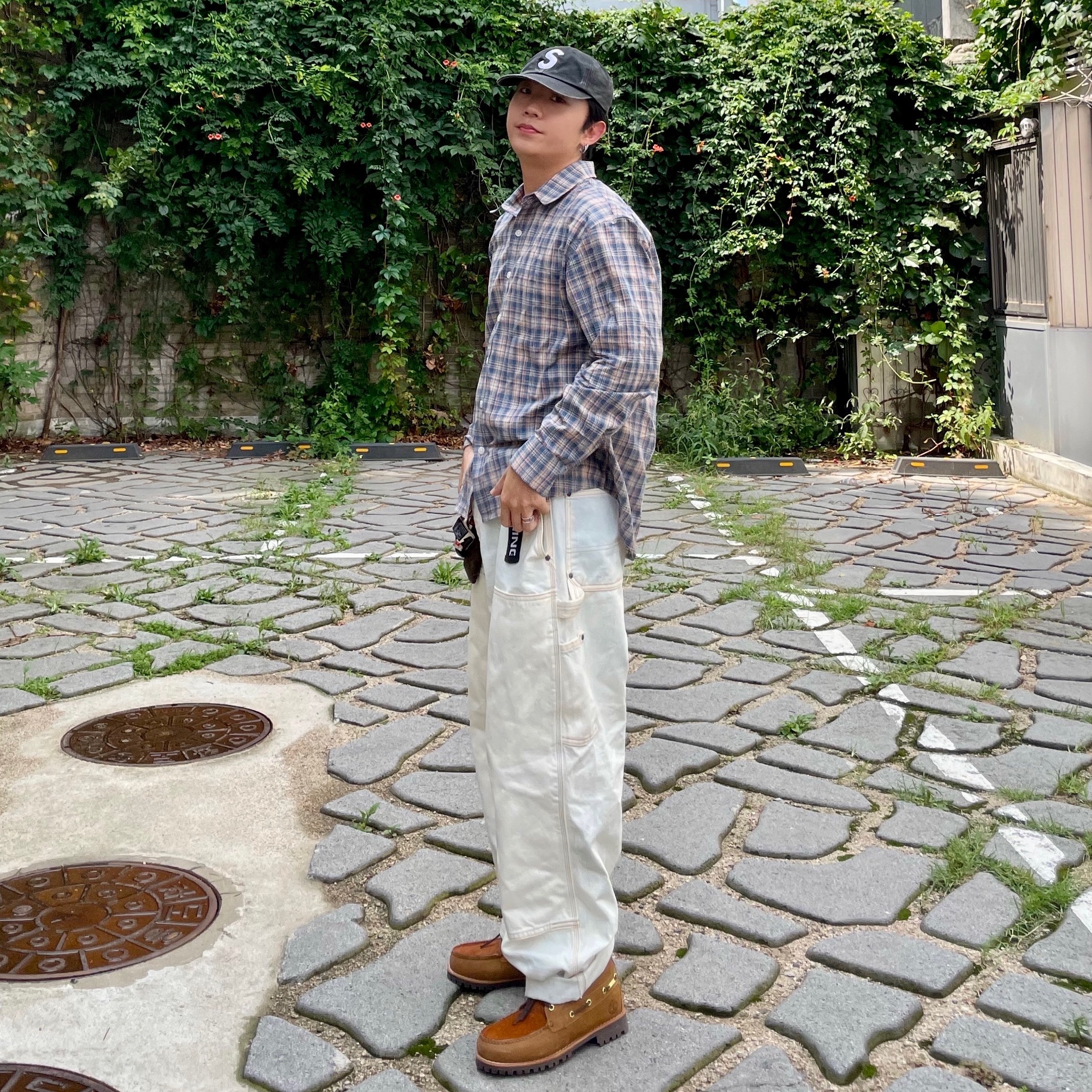 AMOU 60S Vintage Check Shirts Blue, Timberland x END. Authentic 7 Eye Lug Boot Archive Foxtrot - Wide 착용 스타일 - 1