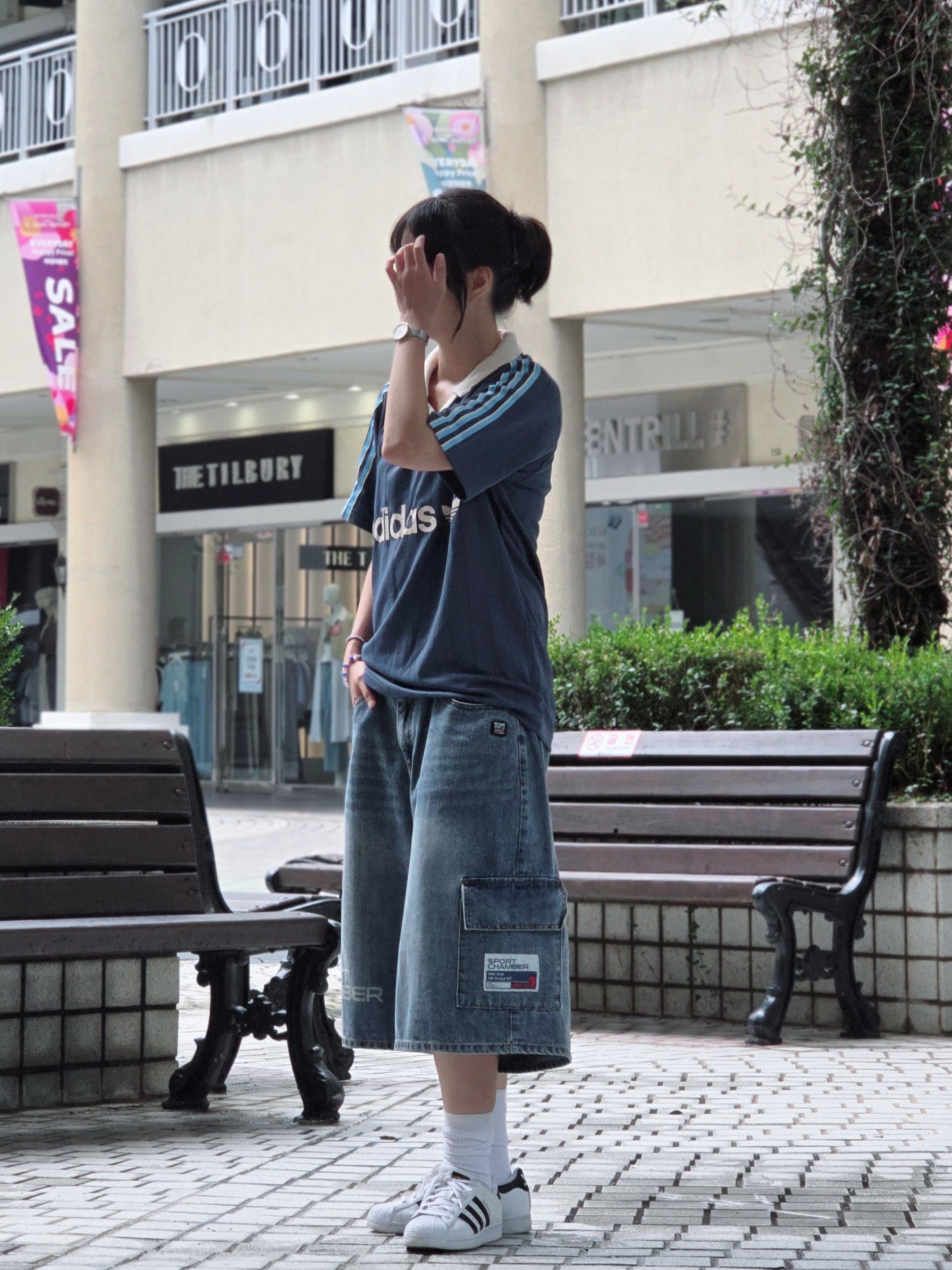 Adidas Pinstripe Jersey Preloved Ink - KR Sizing, (J) Adidas Superstar J White Black 착용 스타일