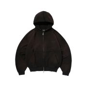 Suade Cropped Washed Hood Zip Up Dark Black