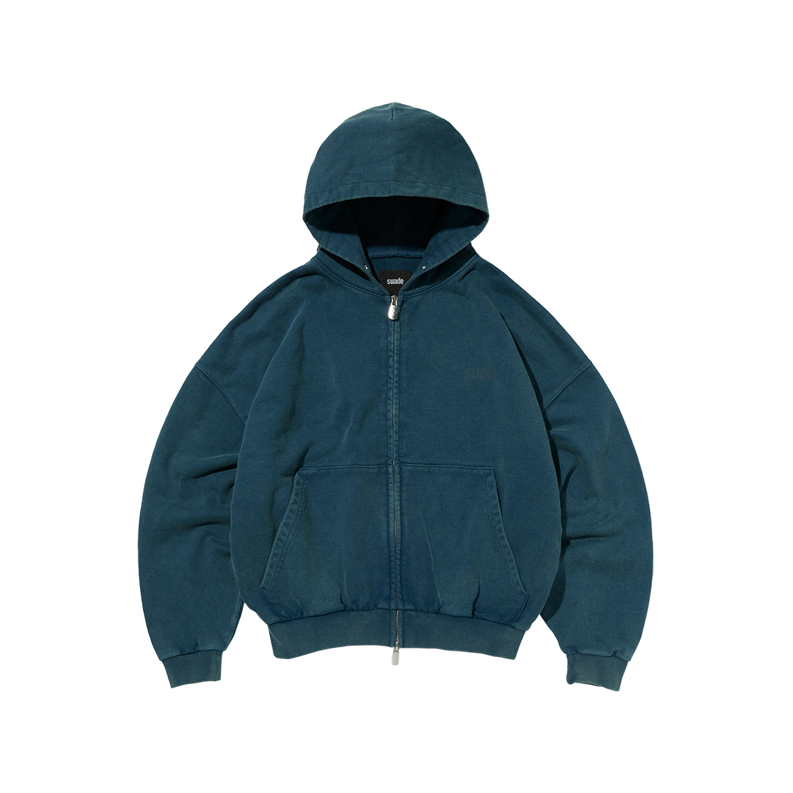스웨이드 크롭 워시드 후드 집업 딥 그린(Suade Cropped Washed Hood Zip Up Deep Green)