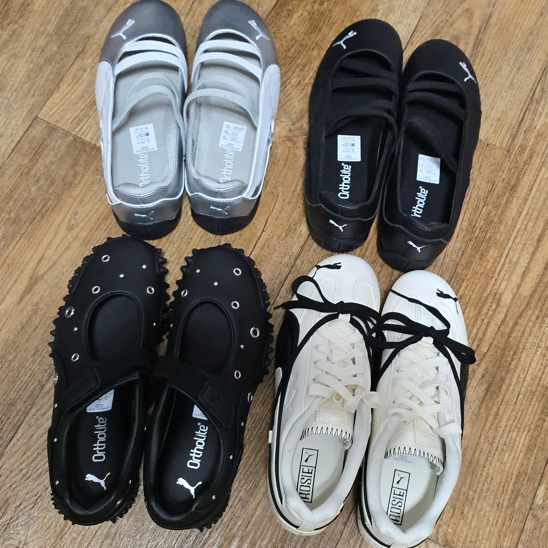 (W) Puma Speedcat Ballet Metallic Puma Silver Puma White, (W) Puma Speedcat Ballet Leather Puma Black Puma Black 착용 스타일
