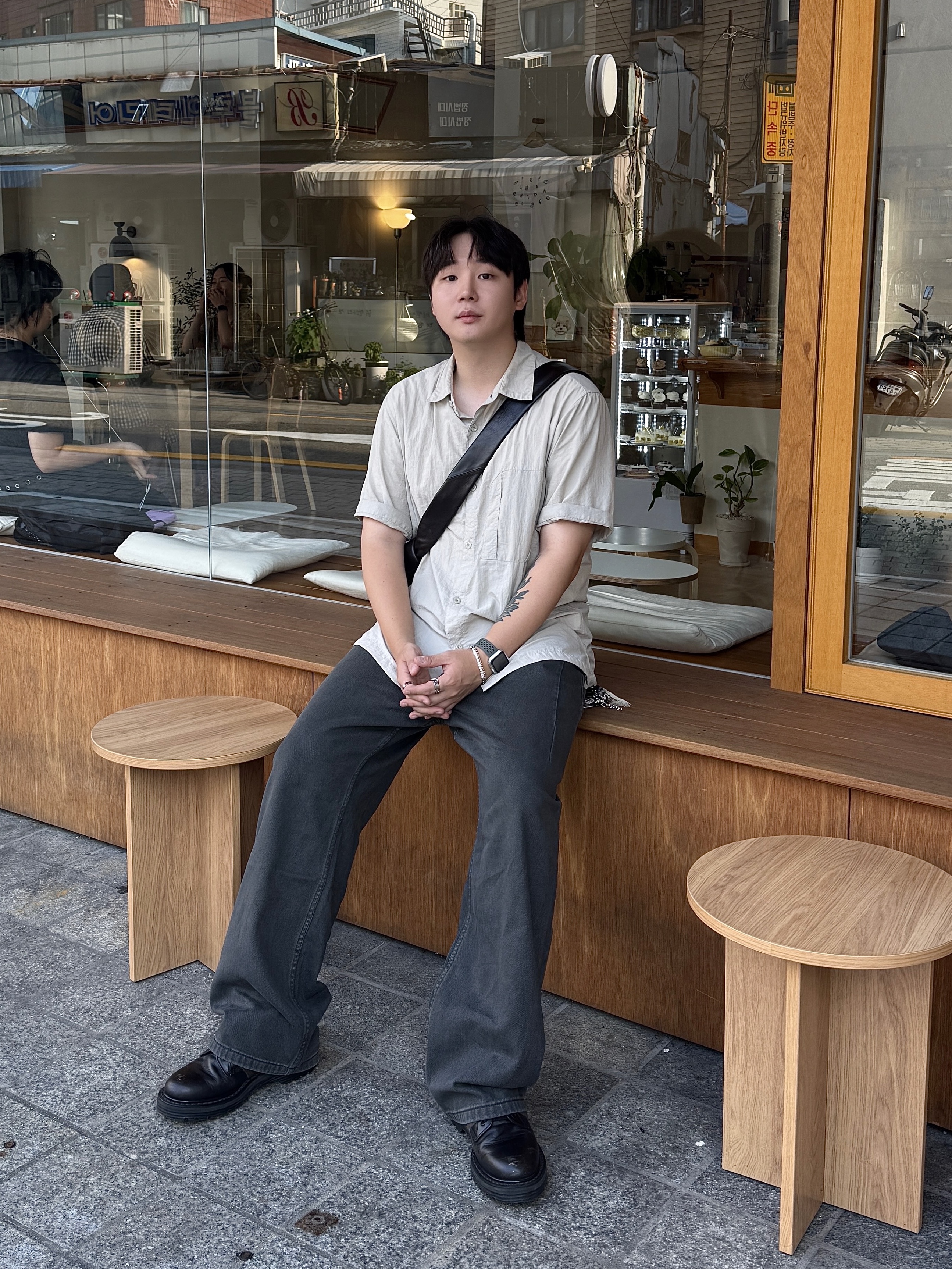 Millo Archive Slope Wide Pants Grayish Green, Apple Watch SE 2024 40mm GPS Silver Aluminium Case with Sport Band S/M Denim (Korean Ver.) 착용 스타일 - 2