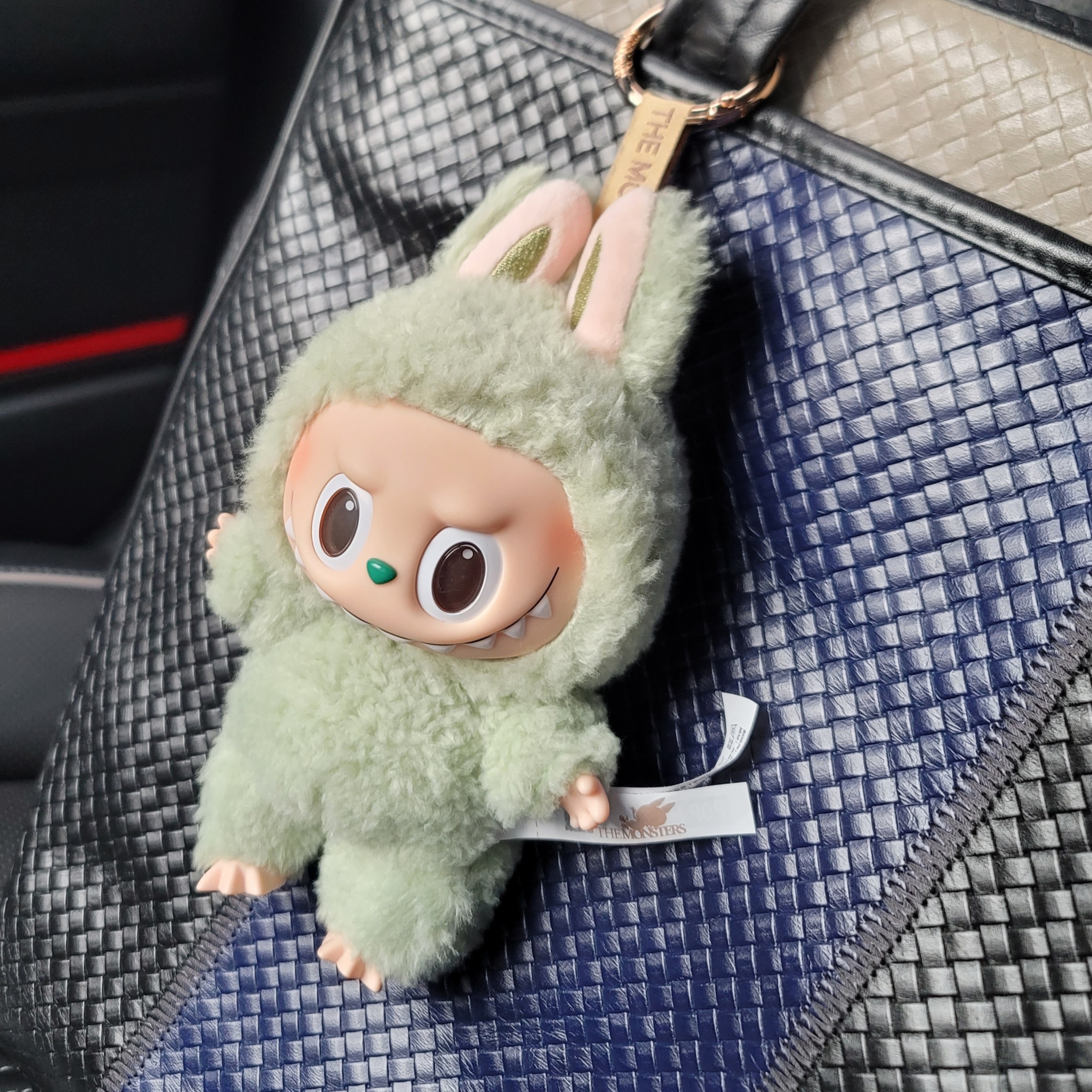 Pop Mart Labubu The Monsters Labubu Tasty Macarons Series Green Grape Keyring 착용 스타일