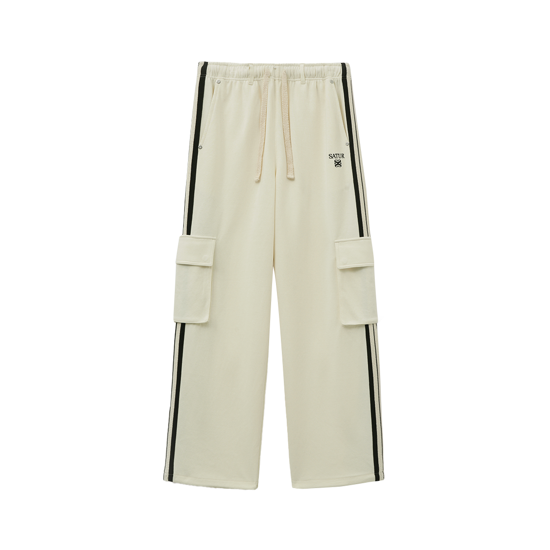 SA253UTP01CRBK SATUR Lawton Cargo Track Pants Cream Black