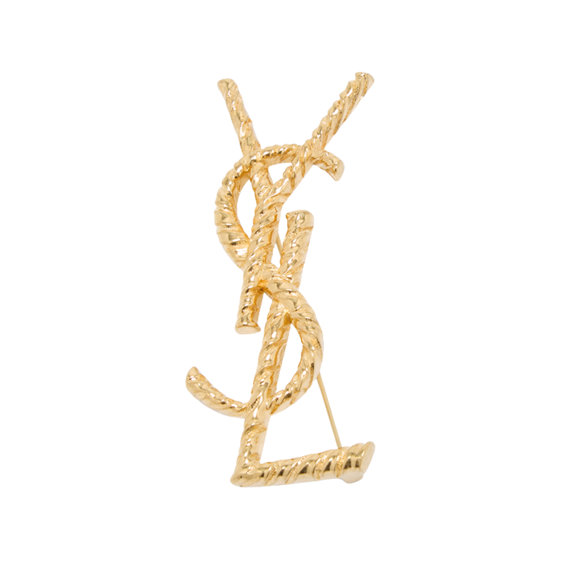 840195-Y1500-8060 Saint Laurent Cassandre Brooch Brass Gold