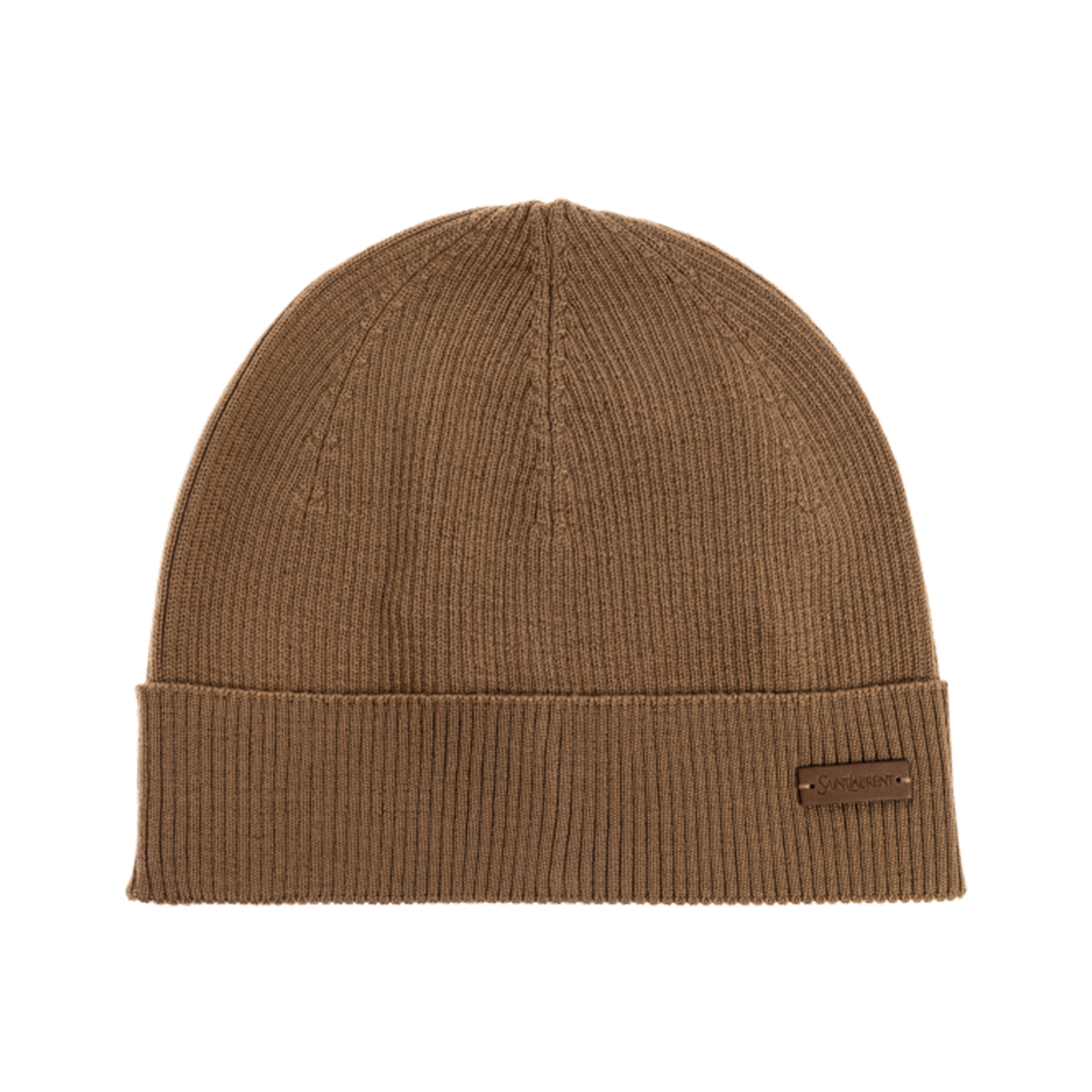 생로랑 로고 패치 니트 비니 베이지(Saint Laurent Knit Beanie with Logo Patch Beige) - 1
