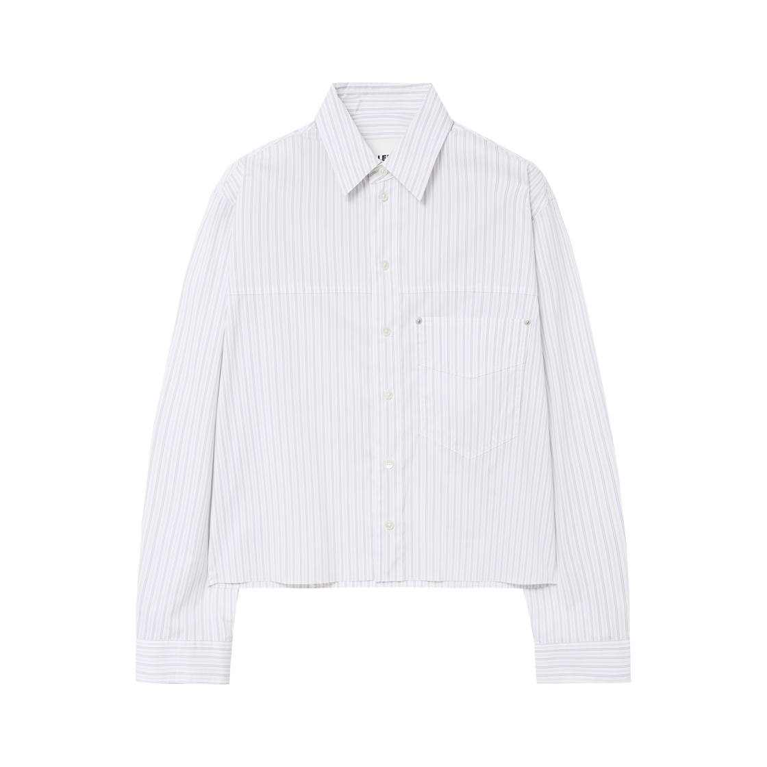 WT315 Haleine Cut-Off Cropped Stripe Shirts White (WT315)