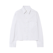 Haleine Cut-Off Cropped Stripe Shirts White (WT315)