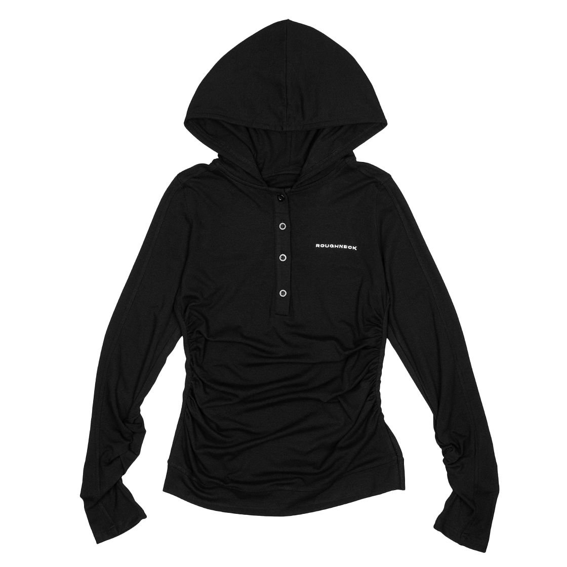 러프넥 헨리 후드 롱 슬리브 탑 블랙(Roughneck Henley Hooded Long Sleeve Top Black)