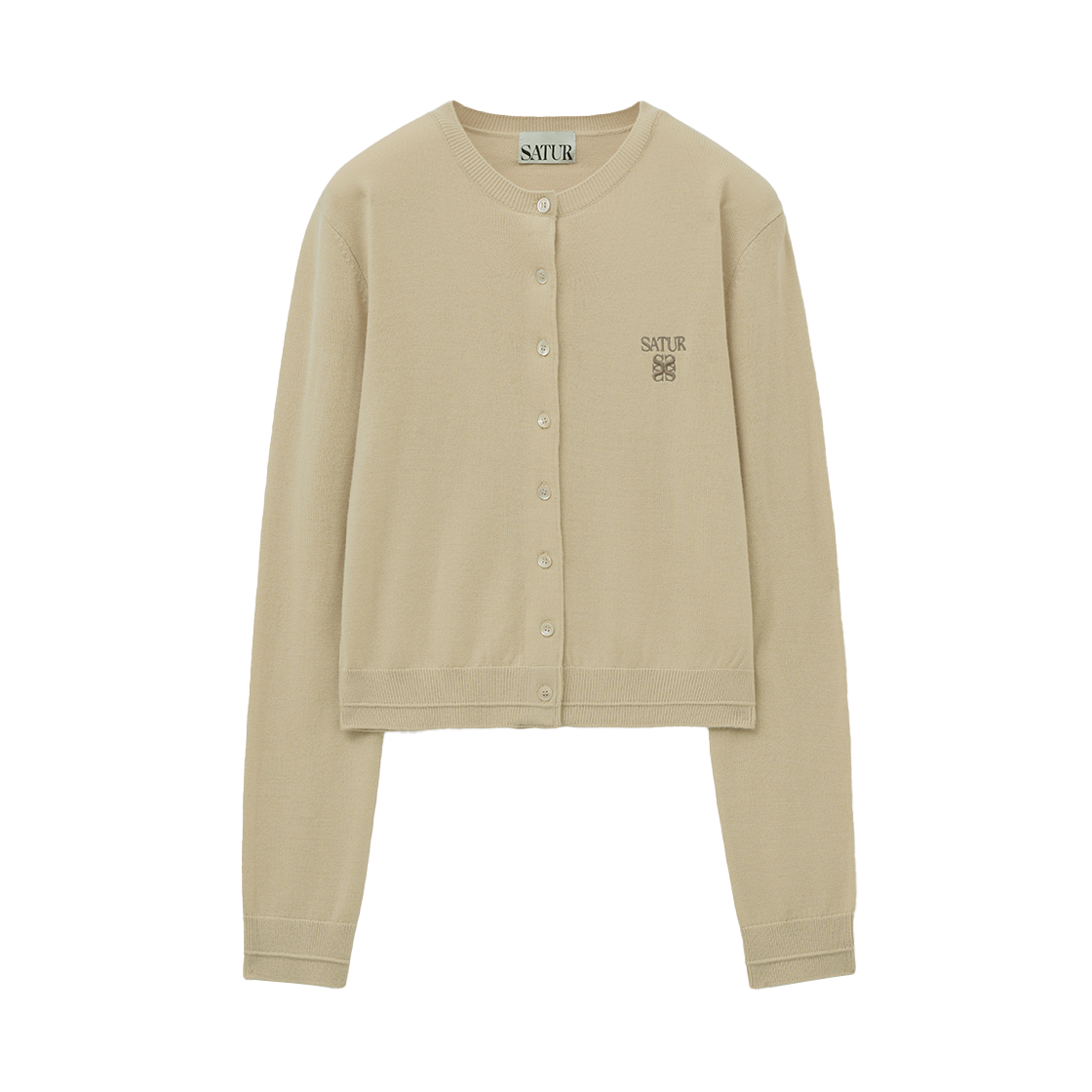 세터 우먼 로렌 베이직 크루 넥 파인 가디건 베이지