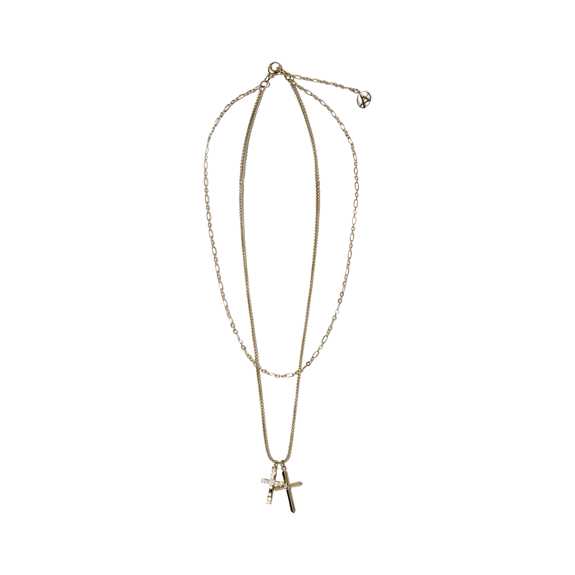 알렌느 더블 크로스 레이어드 네크레이스 골드(Haleine Double Cross Layered Necklace Gold (WA303))