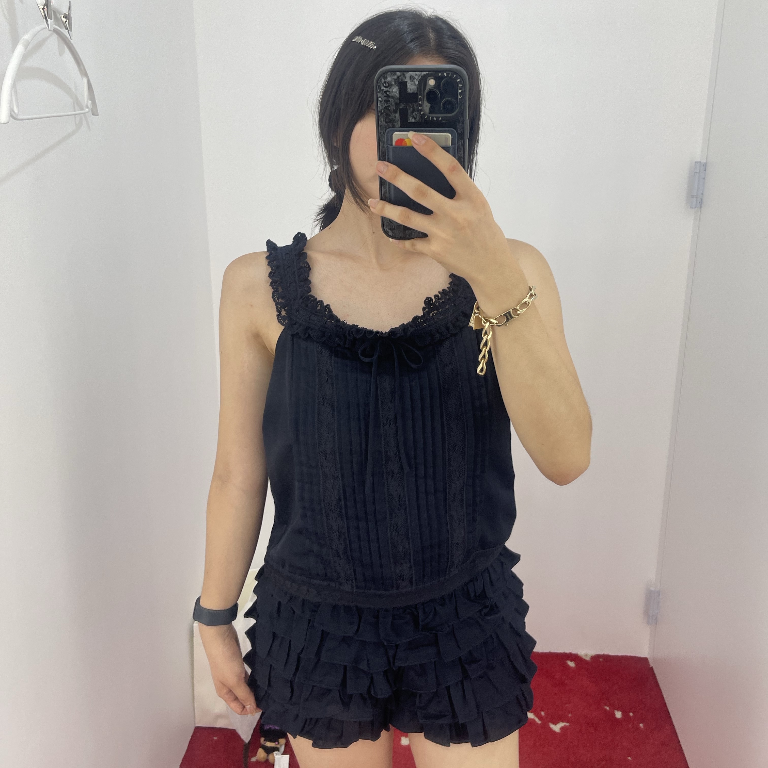 (W) Haus Nowhere x Shushu/Tong Pajama Two Piece Sleeveless Navy Blue, (W) Haus Nowhere x Shushu/Tong Pajama Tank Top Two Piece Navy Blue 착용 스타일