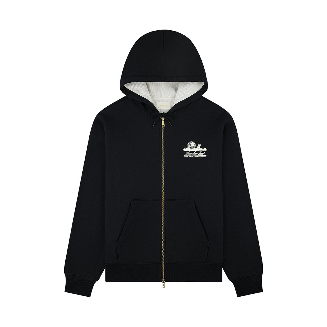 - Aime Leon Dore Unisphere Waffle Lined Full-Zip Hoodie Jet Black