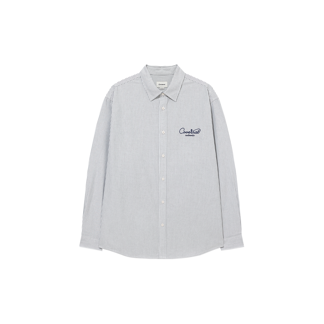 커버낫 옥스포드 스트라이프 그래픽셔츠 그레이(Covernat Oxford Stripe Graphic Shirt Gray) - 1