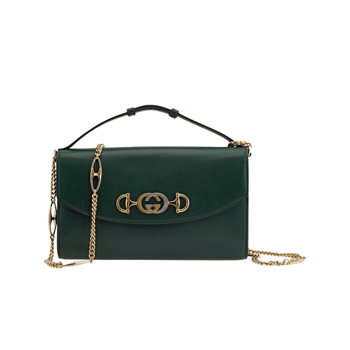 572375-05J0X-3154 Gucci Zumi Chain Shoulder Bag Green