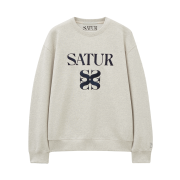 SATUR Classic Logo Sweatshirt Melange Ivory