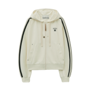 SATUR Lawton Loose Fit Hood Zip-up Cream Black