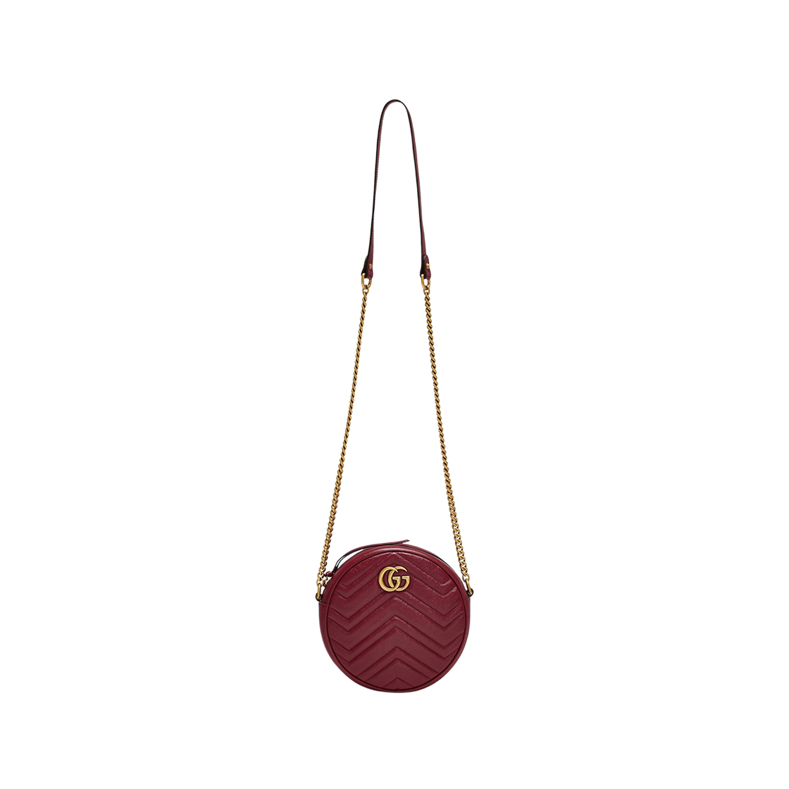 550154-0OLET-6438 Gucci GG Marmont Mini Round Shoulder Bag Red