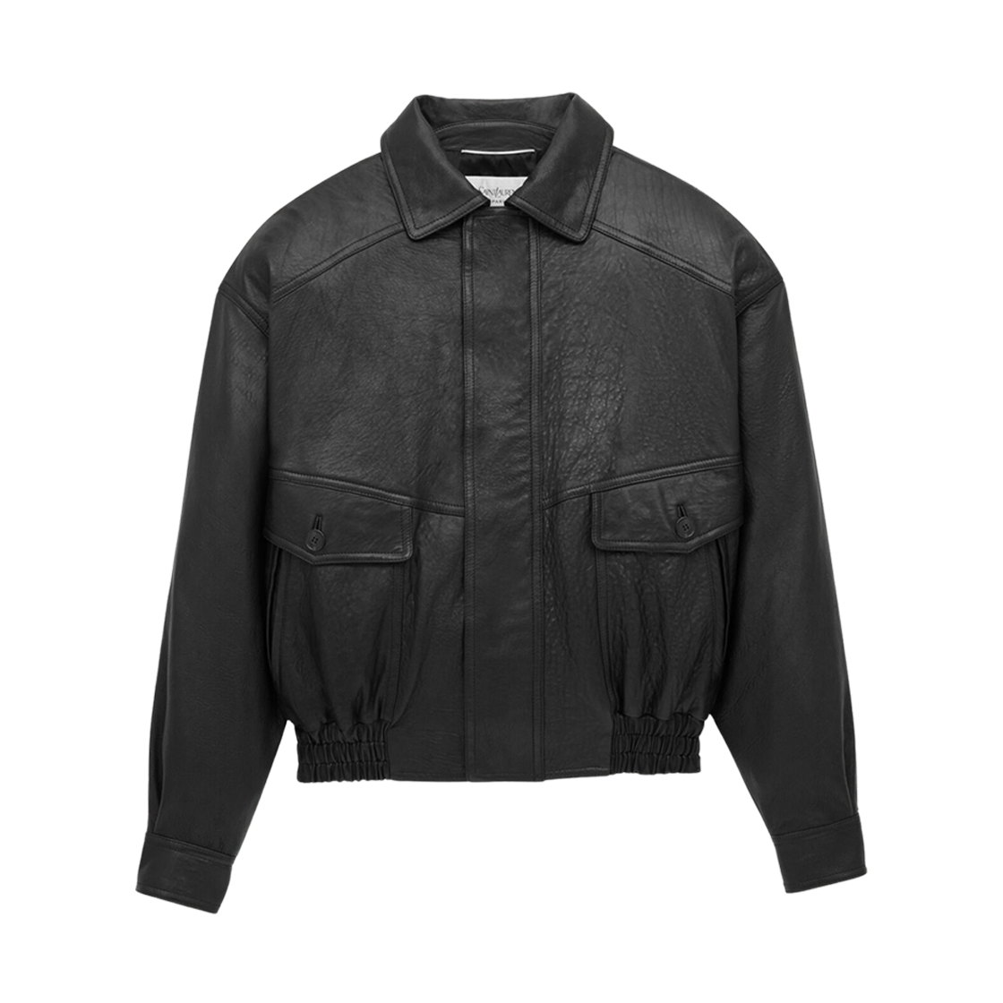843656-YCNF2-1000 Saint Laurent Bomber Jacket in Bubbled Lambskin Black