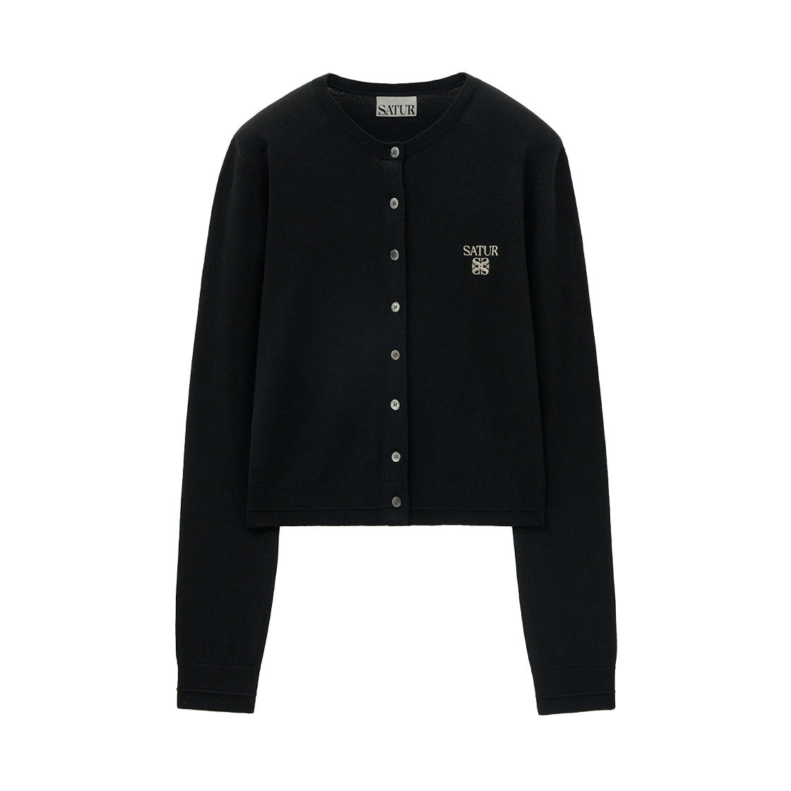 세터 우먼 로렌 베이직 크루넥 파인 가디건 블랙(SATUR W Loren Basic Crewneck Fine Cardigan Black)