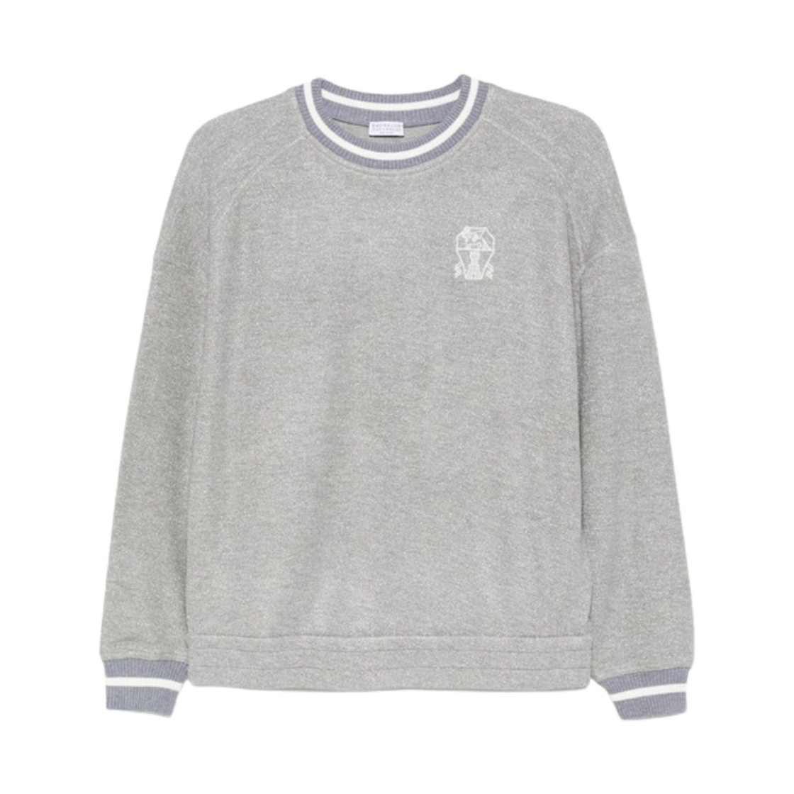 (W) 브루넬로 쿠치넬리 로고 코튼 스웨트셔츠 그레이((W) Brunello Cucinelli Logo Cotton Sweatshirt Grey) - 1
