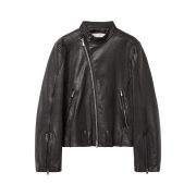 Haleine Leather Asymmetric Biker Jacket Black (WJ301)