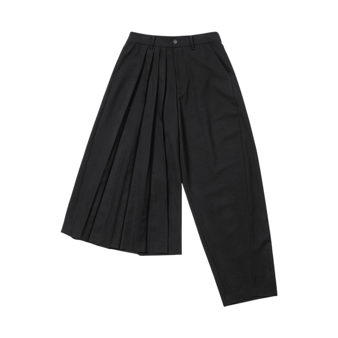 AJ254PT002BK AJOBYAJO Asymmetric Pleat Pants Black