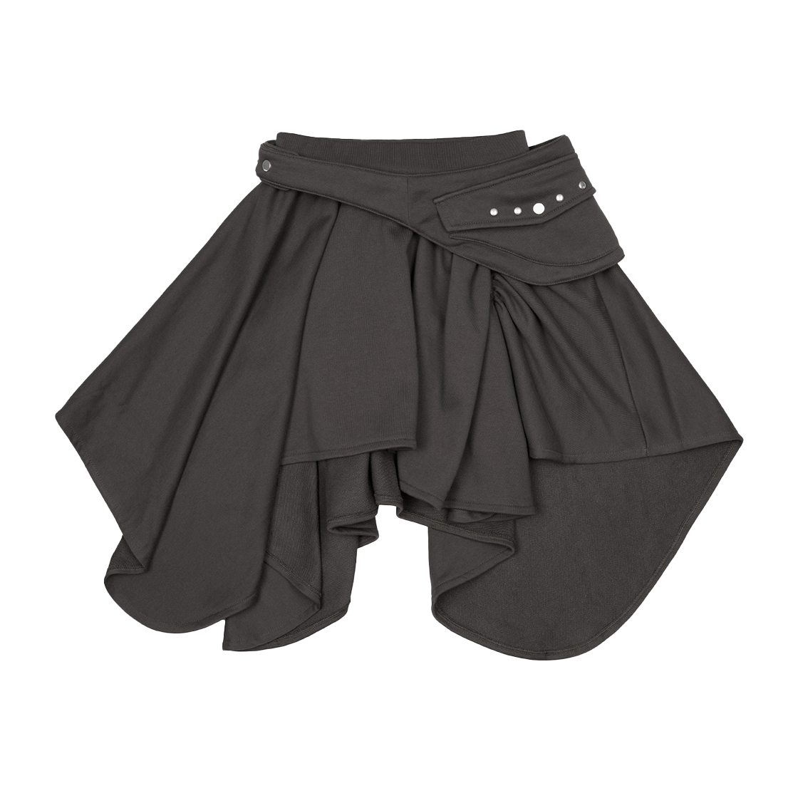 P0000ENS Roughneck Belted Pocket Draped Skirt Gray