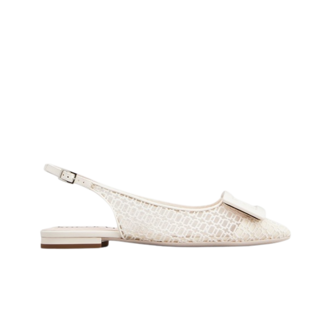 (W) 로저 비비에 고메틴 버클 슬링백 플랫 오프 화이트((W) Roger Vivier Gommettine Buckle Slingback Flats Off White)