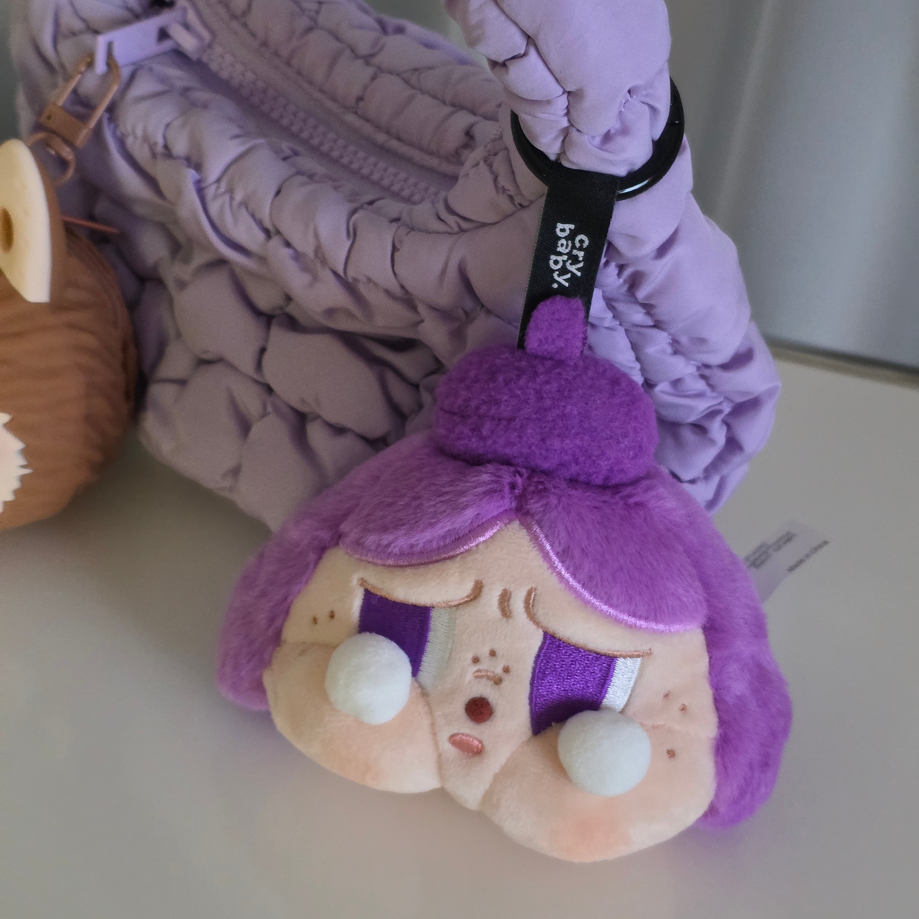 Pop Mart Crybaby Cheer Up, Baby! Series Plush Pendant Purple (Opened Case), COS Quilted Micro Bag Purple 착용 스타일 - 1