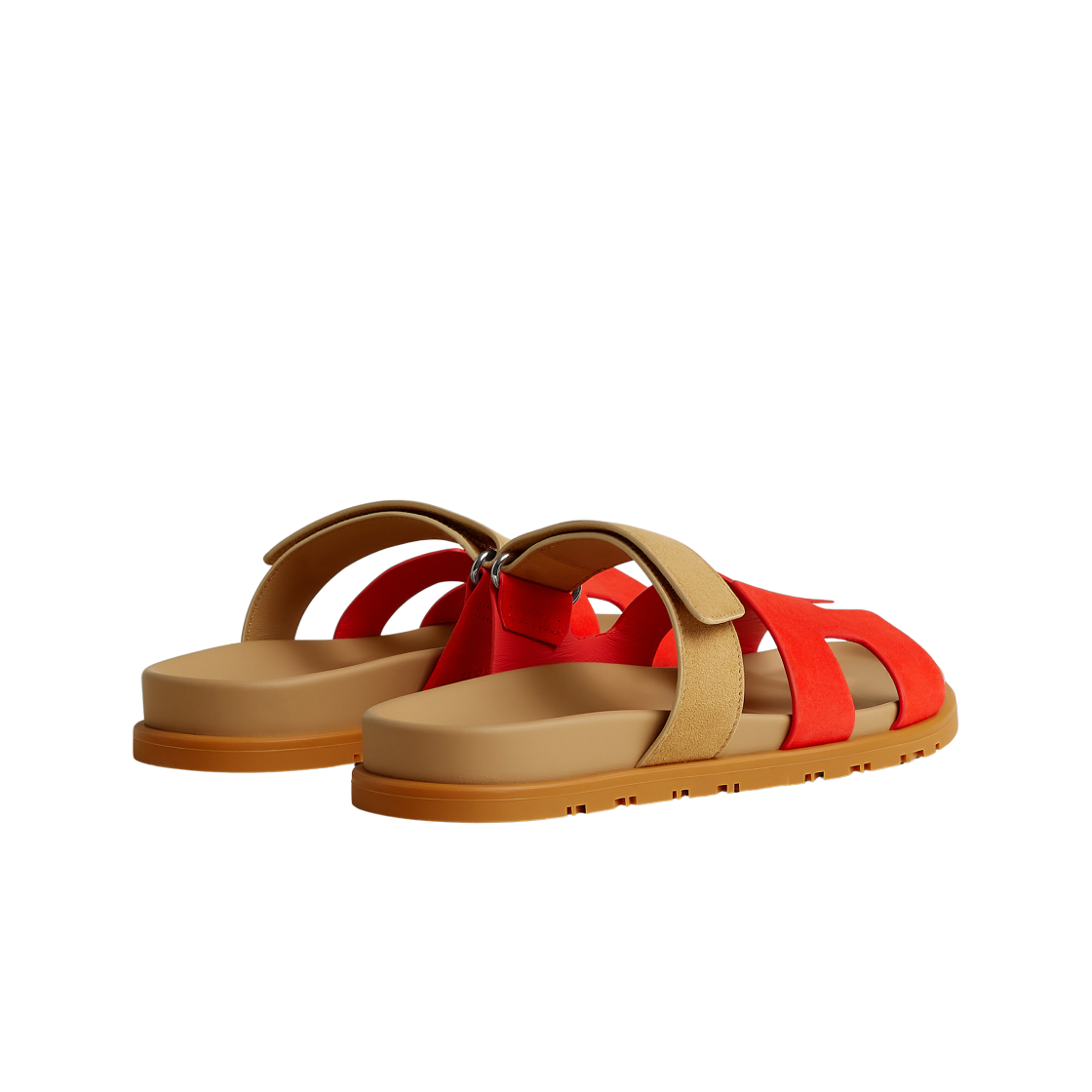 (W) 에르메스 시프레 샌들 스웨이드 고트스킨 & 루즈 그르나딘 베쥬 알비노((W) Hermes Chypre Sandal Suede Goatskin & Rouge Grenadin Beige Albinos) - 3