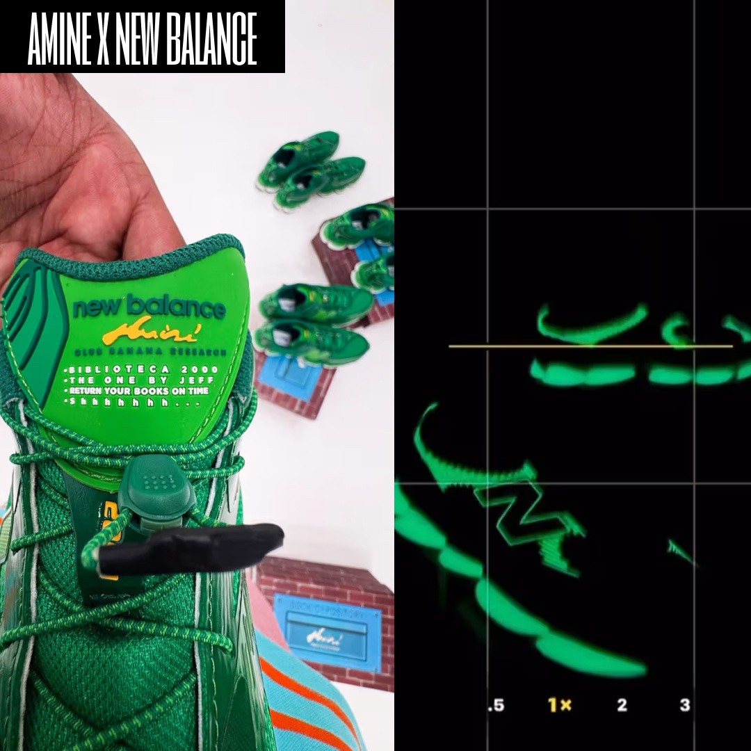 New Balance x Amine ML610T The Mooz - D Standard, New Balance x Amine 740v2 Snorkel Blue Persimmon Orange 착용 스타일 - 3