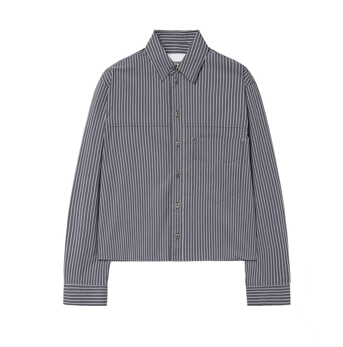 알렌느 컷오프 크롭드 스트라이프 셔츠 차콜