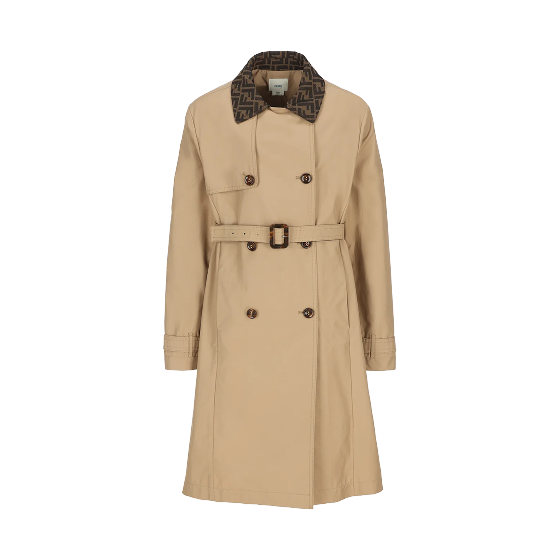 (키즈) 펜디 더블 브레스티드 트렌치 코트 베이지((Kids) Fendi Double Breasted Trench Coat Beige) - 1