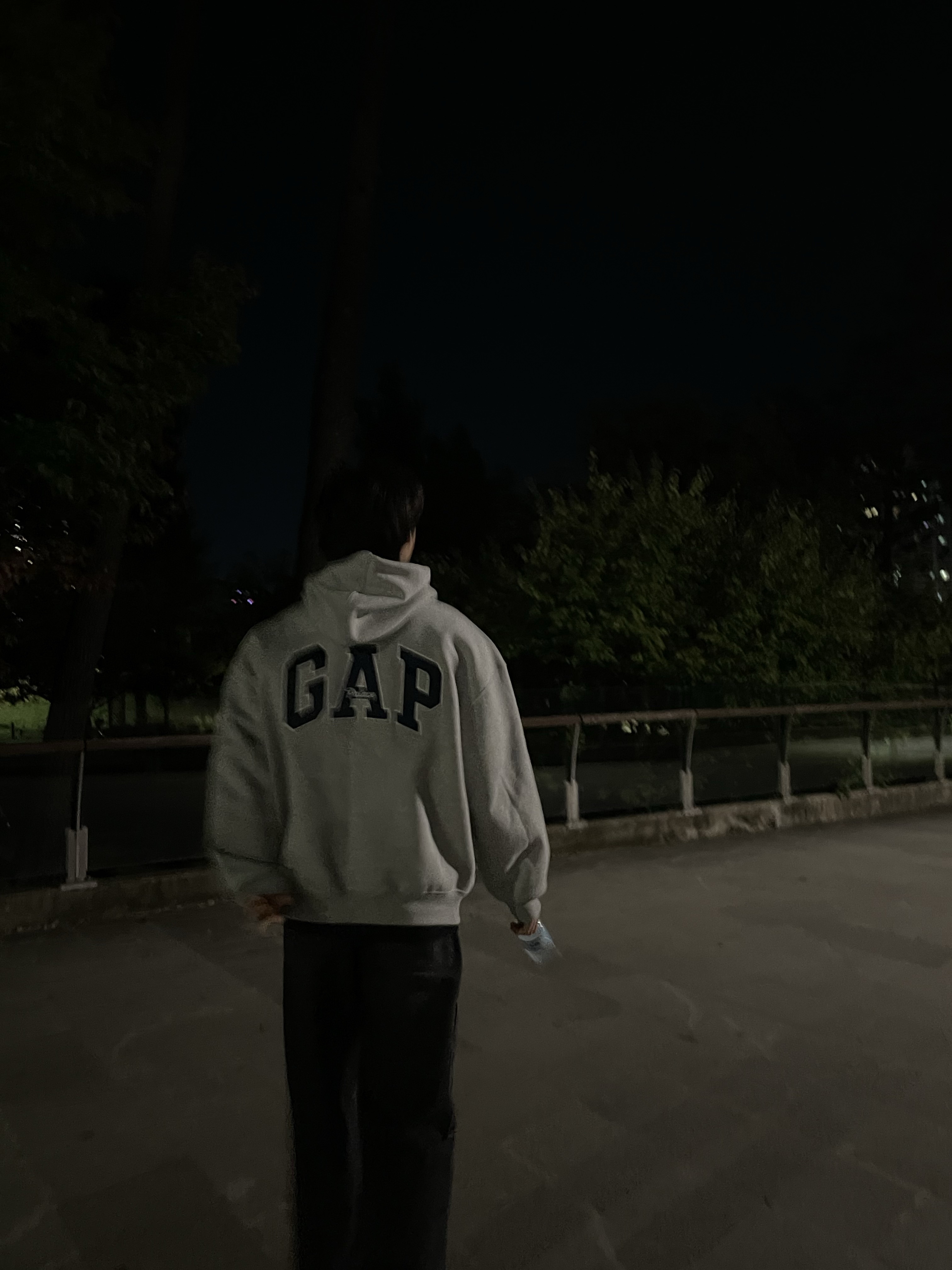 Palace x Gap Hood Grey - 24SS 착용 스타일 - 5