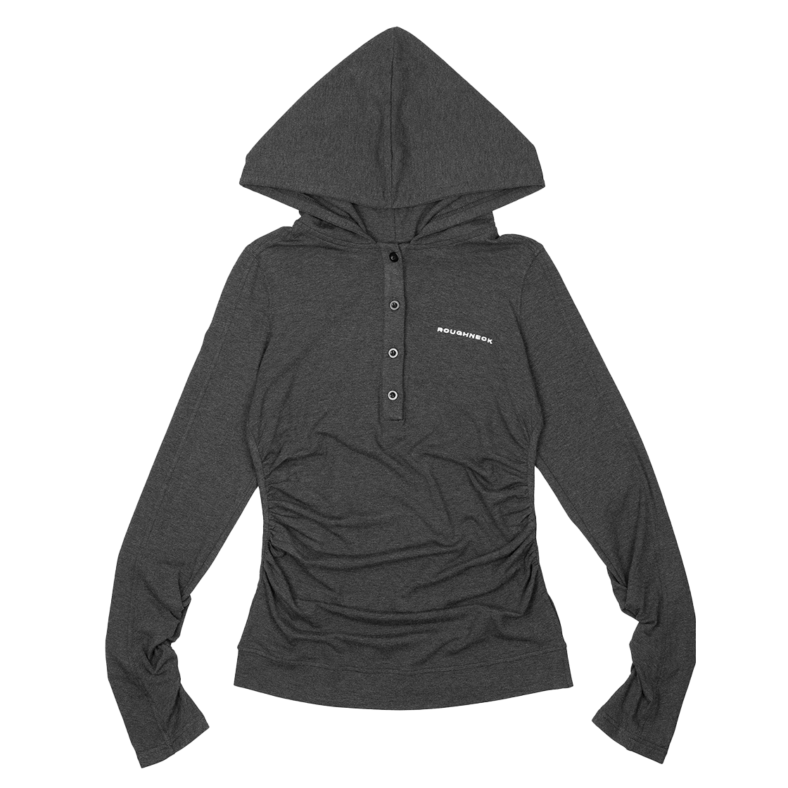 P0000EOC Roughneck Henley Hooded Long Sleeve Top Gray