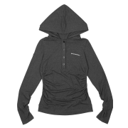 Roughneck Henley Hooded Long Sleeve Top Gray