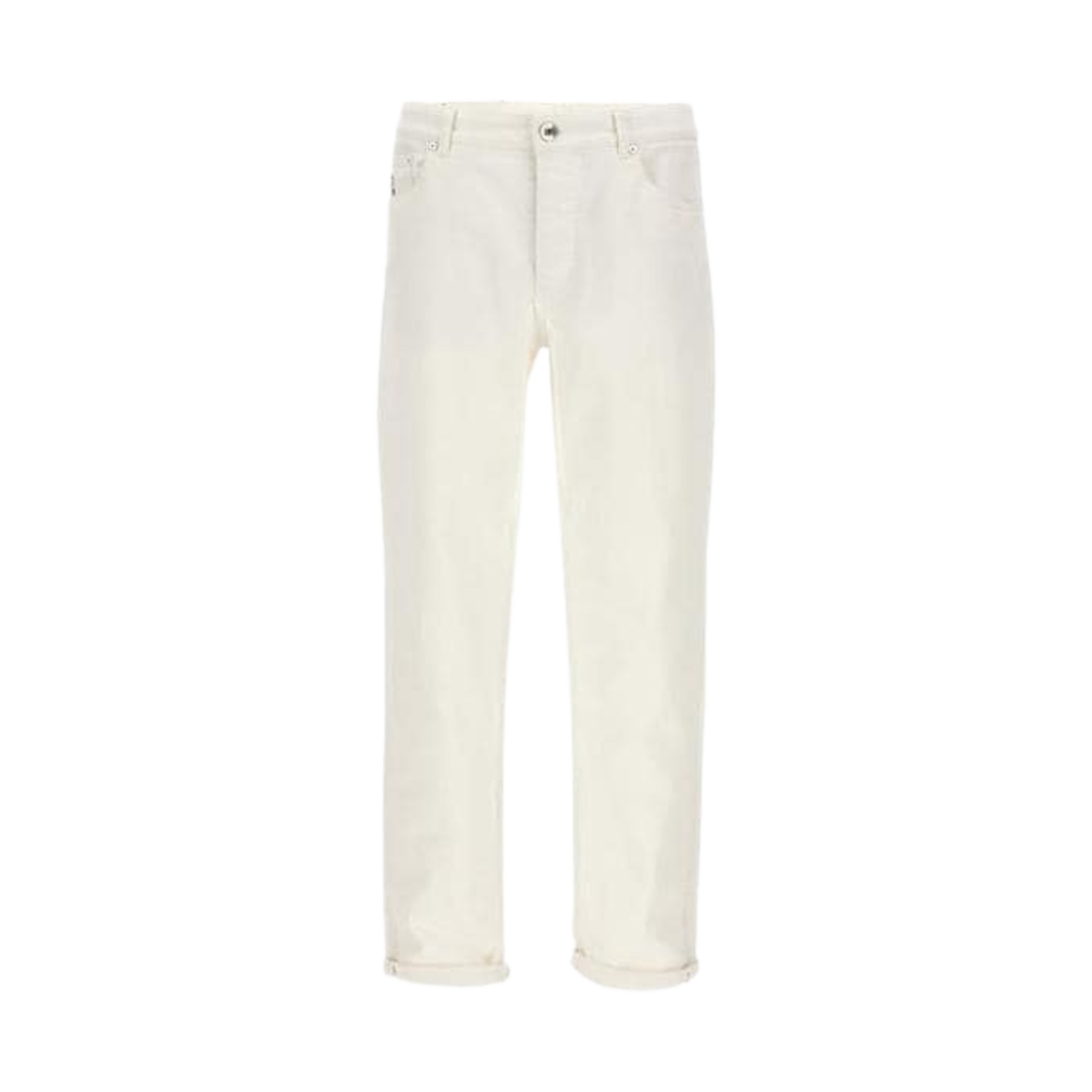 M277PD3210-C7210 Brunello Cucinelli Garment-Dyed Comfort Lightweight Denim Traditional Fit Five Pocket Trousers Snow