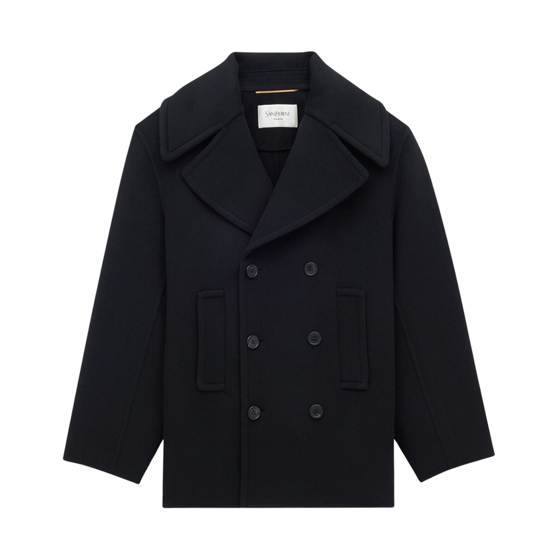 838047-Y060R-1005 (W) Saint Laurent Peacoat In Wool Noir Profond