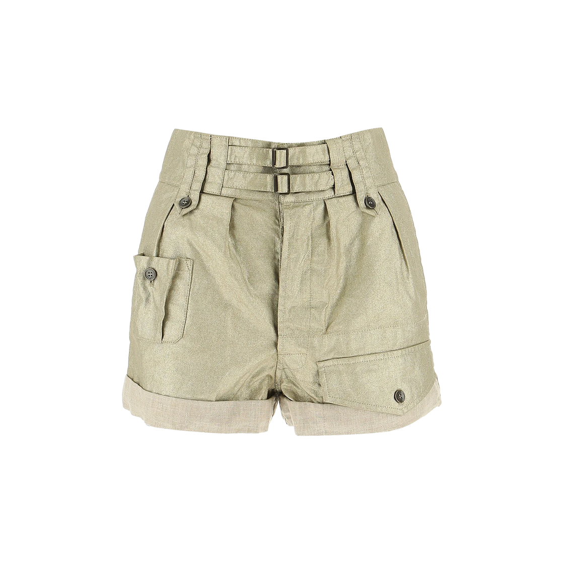 604207-Y3A40-2677 (W) Saint Laurent Belted Cargo Shorts Gold