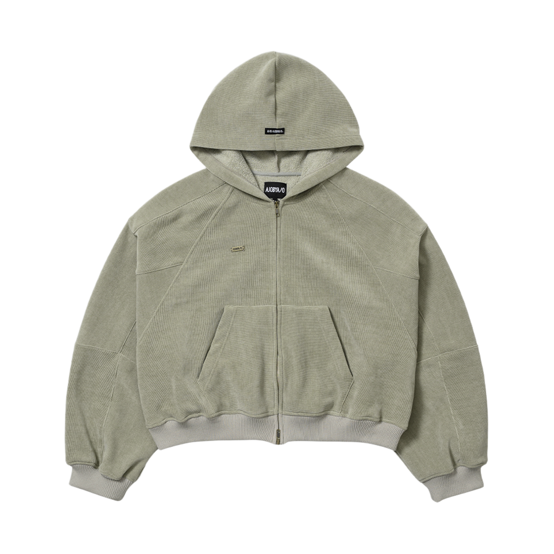 AJ254OT008AK AJOBYAJO Corduroy Short Zip-Up Hoodie Ash Khaki