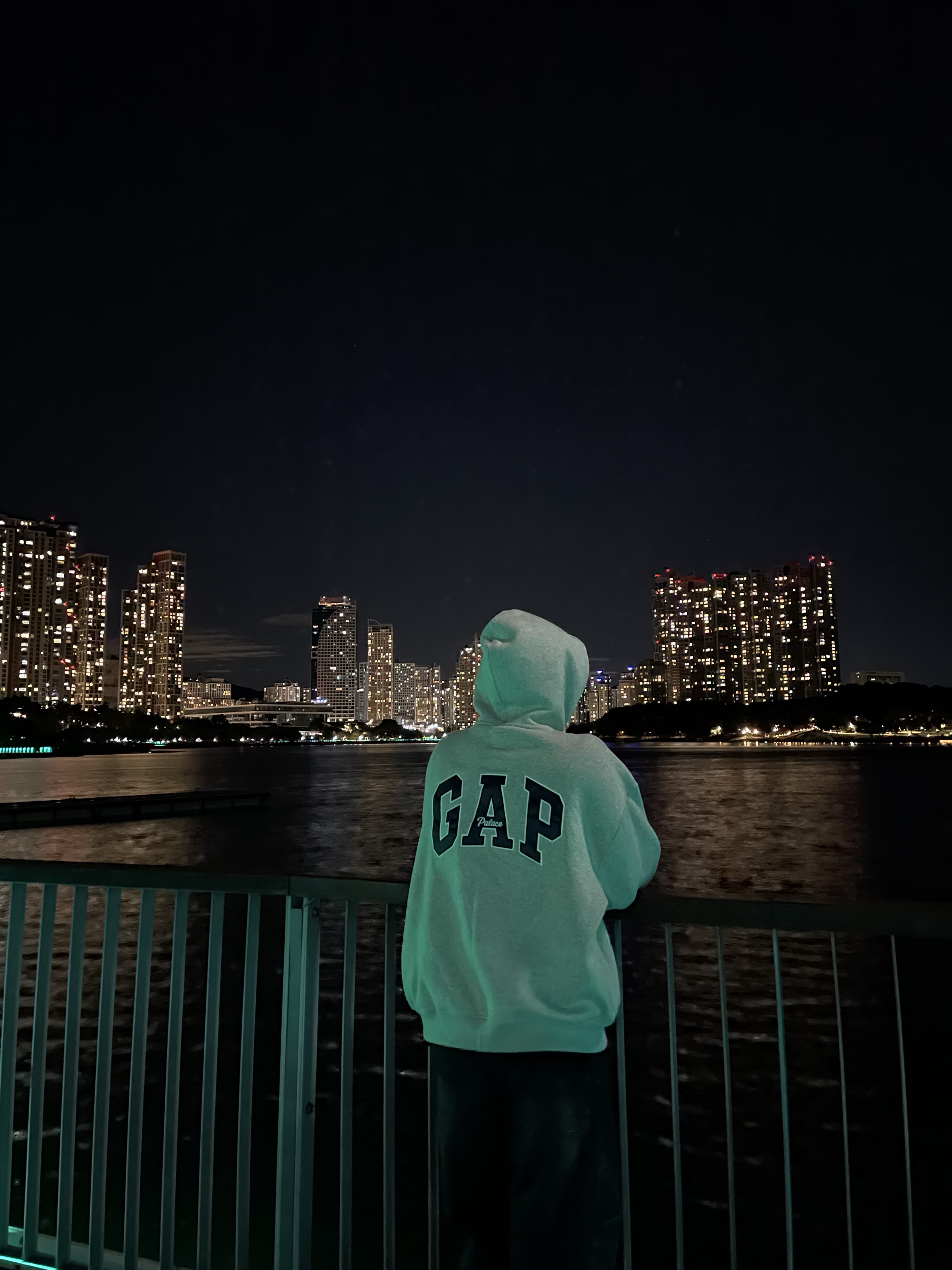 Palace x Gap Hood Grey - 24SS 착용 스타일 - 3