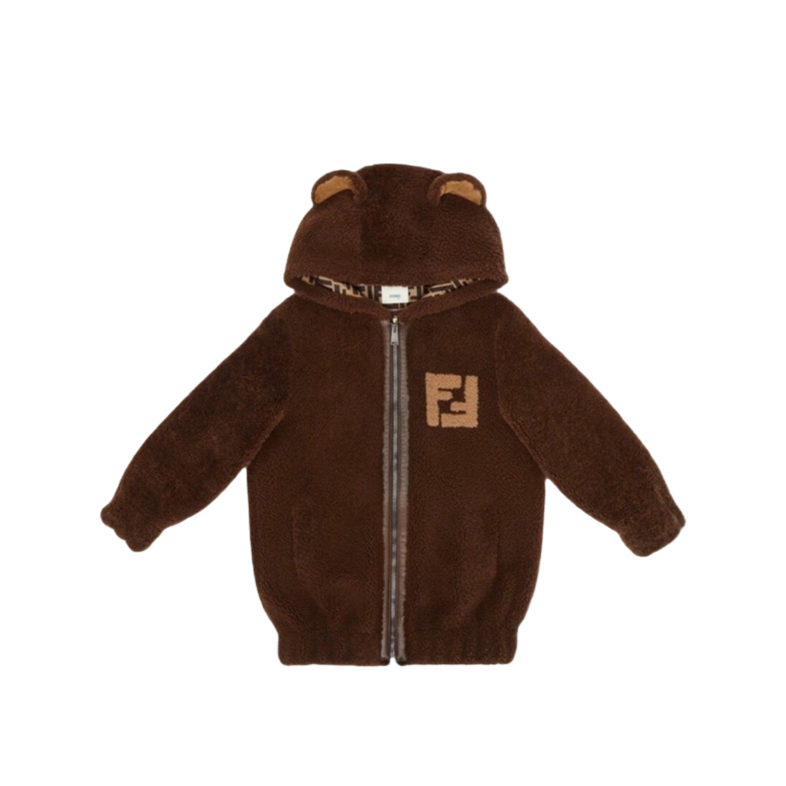 (키즈) 펜디 FF 로고 후드 자켓 브라운((Kids) Fendi FF Logo Hooded Jacket Brown)