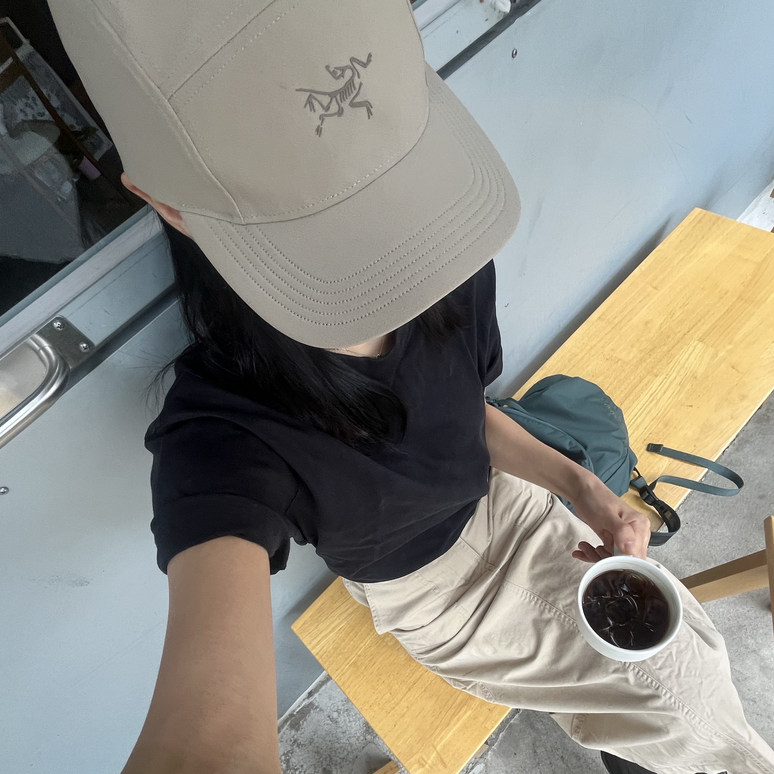 Arc'teryx Calidum 5 Panel Cap Smoke Bluff, Arc'teryx Heliad 10 Backpack Boxcar 착용 스타일