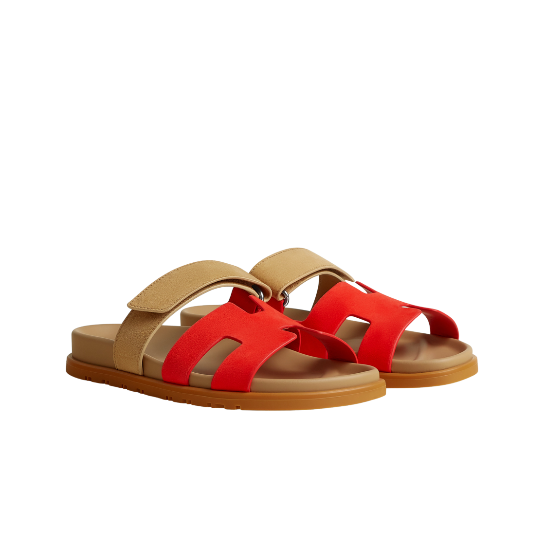 (W) 에르메스 시프레 샌들 스웨이드 고트스킨 & 루즈 그르나딘 베쥬 알비노((W) Hermes Chypre Sandal Suede Goatskin & Rouge Grenadin Beige Albinos) - 2