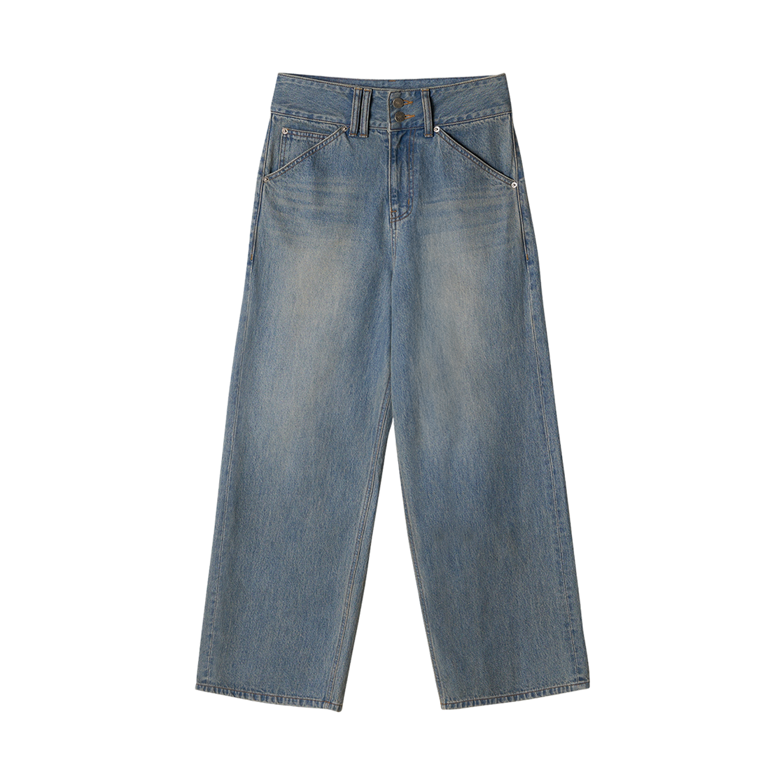 - (W) Aviemuah Oblique Vintage Loop Wide Jeans Blue