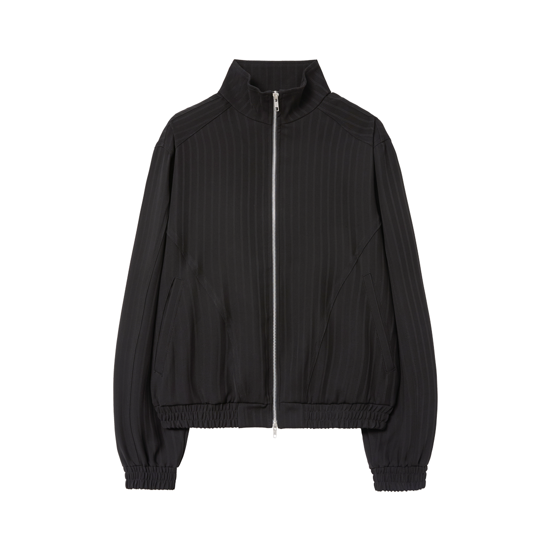 알렌느 핀스트라이프 페널드 트랙 자켓 블랙