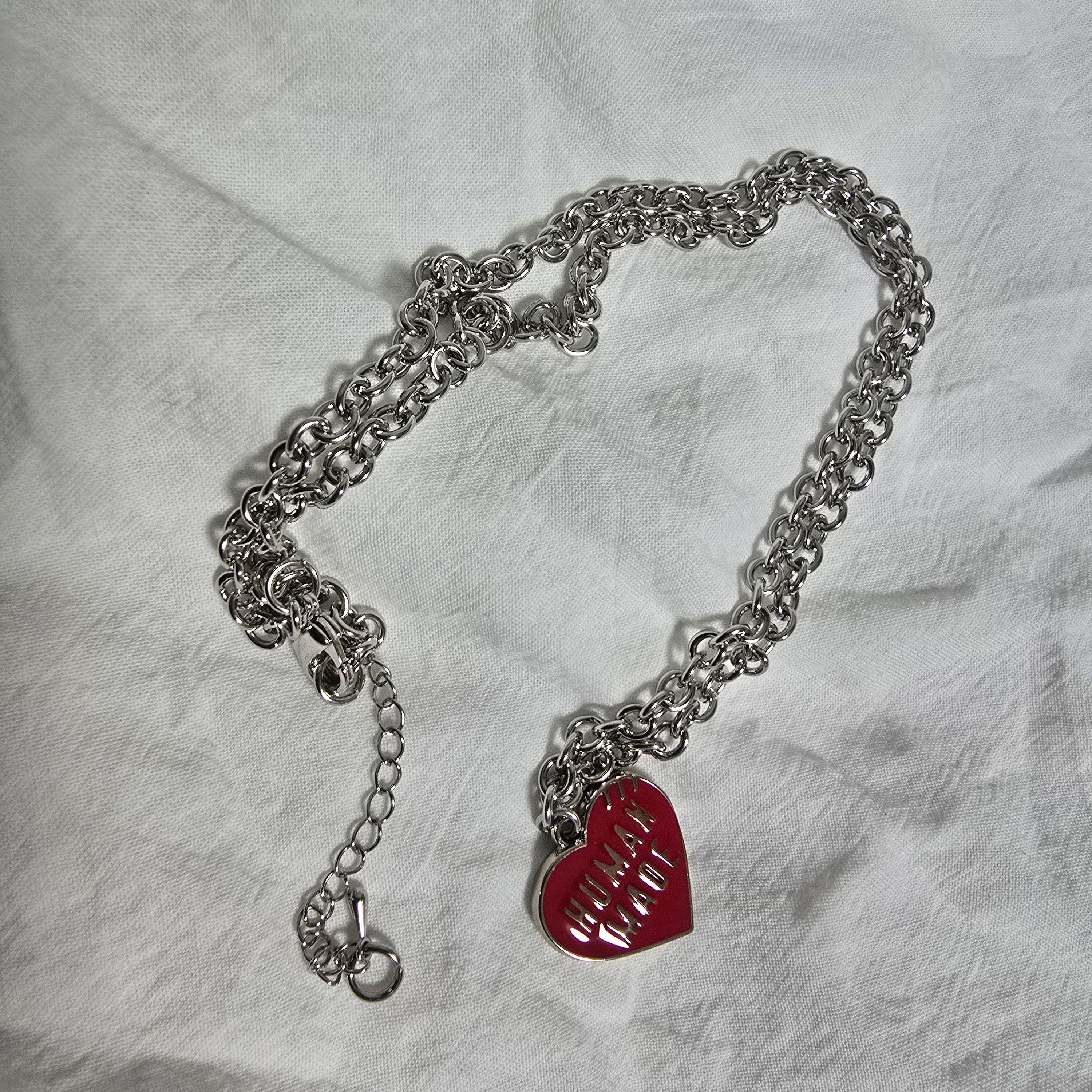 Human Made Heart Necklace Red 착용 스타일